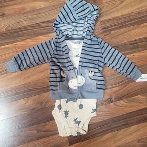Carter's Gray Hoodie and Moose 2 Piece Set 9 Months
